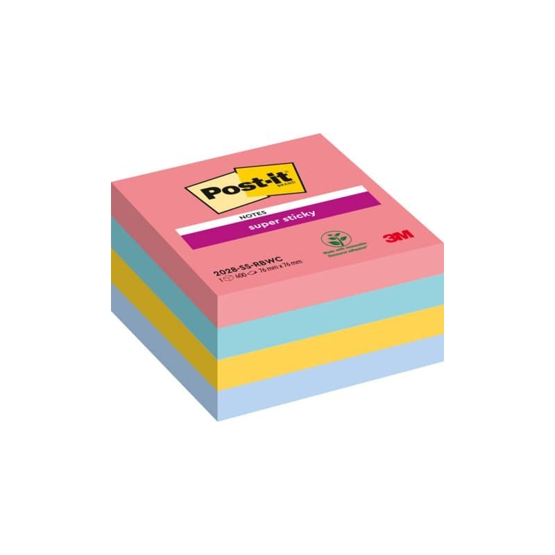 Foglietti Post-it® ricarica Super Sticky Notes Bora Bora assortiti conf. 5 blocchetti da 90 ff - 2028-SS-RBWC