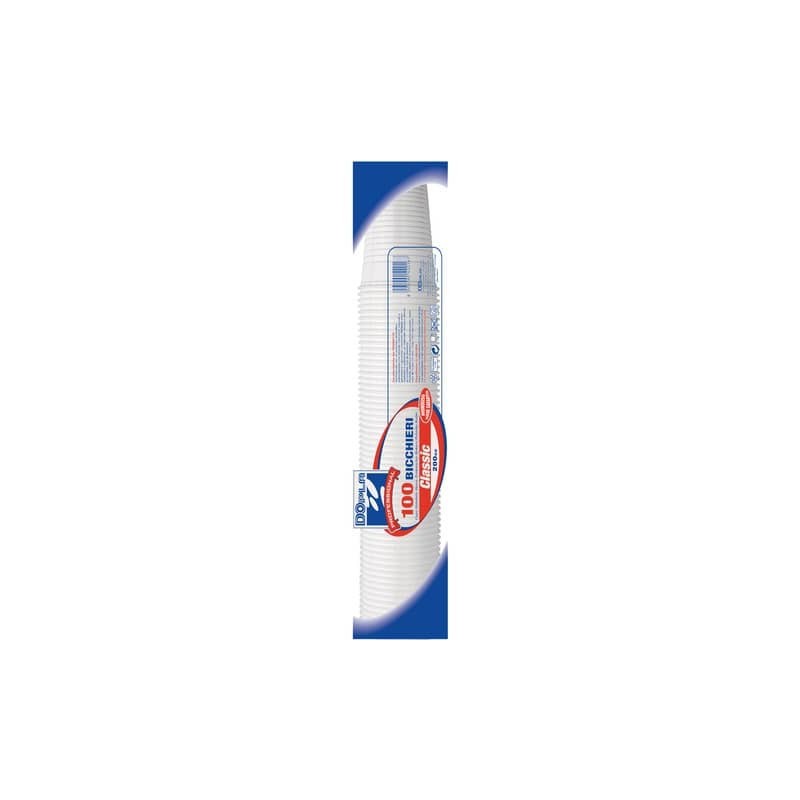 Bicchieri monouso Dopla 200 ml in polistirene bianco conf. 100 pezzi - 22639 (Conf.4)