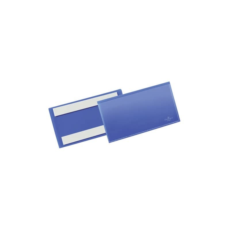 Tasche per identificazione Durable con bande adesive blu f.to esterno mm. 163x 83x1,7- inserto 150x67mm cf. 50 - 176207