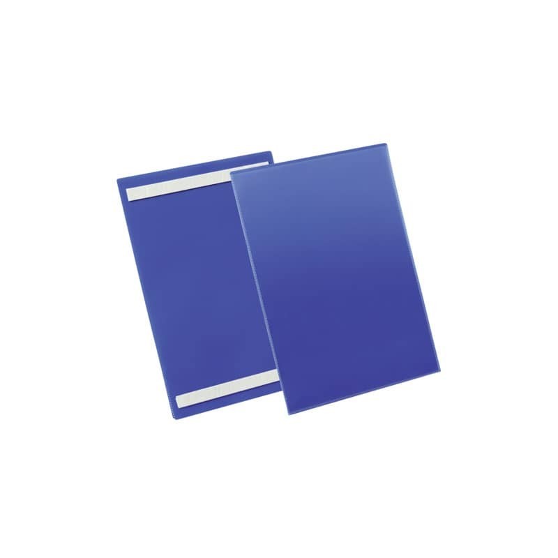 Tasche per identificazione Durable con bande adesive blu f.to esterno mm. 233x 313x1,7- inserto A4 vert. cf. 50- 179707
