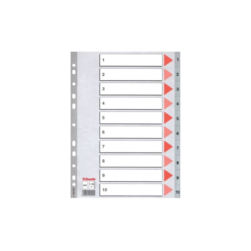 Divisori per rubrica Esselte A4 PPL numerica 1-10 100105
