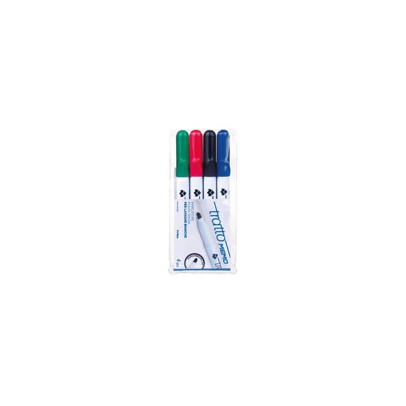 Marcatore per lavagne bianche TRATTO Memo punta tonda 1-2,5 mm assortiti Conf. 4 pezzi - F854100
