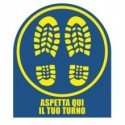 Adesivo segnaletico calpestabile Markin "Aspetta qui il tuo turno" in PVC 21x24,5 cm - Conf. 2 pezzi - X290COV-8