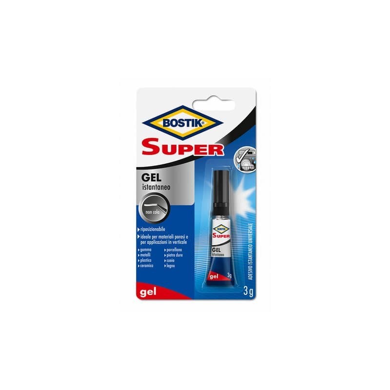 Adesivo invisibile Bostik Super Gel istantaneo - tubetto 3 gr D2740 (Conf.12)