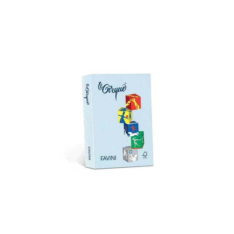Carta colorata Favini Le Cirque A3 80 g/m² colori  tenui Celeste 101 - risma da 500 fogli - A71T353