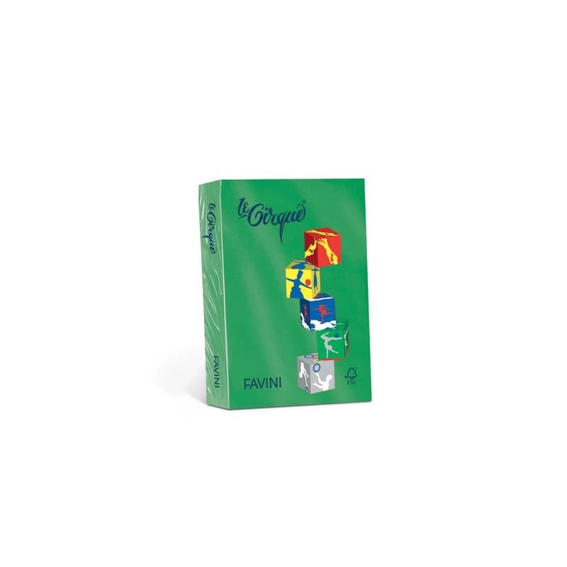 Carta colorata Favini Le Cirque A4 160  g/m² colori forti Verde prato 203 - risma da 250 fogli - A74M304