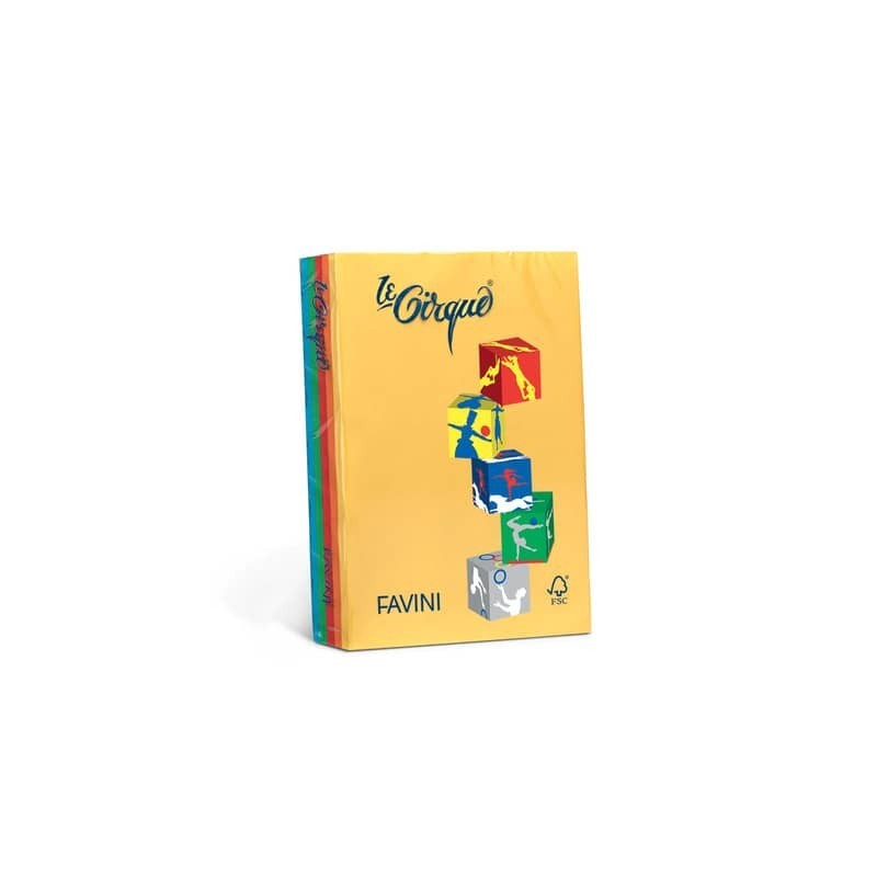 Carta colorata Favini Le Cirque A4 160 g/m² assortiti 5 colori forti risma da 250 fogli - A74X314