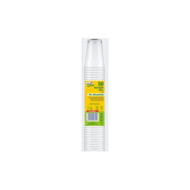 Bicchieri in PLA biodegradabile per bevande fredde Dopla Plus - 390 ml conf. 50 pezzi - 7710