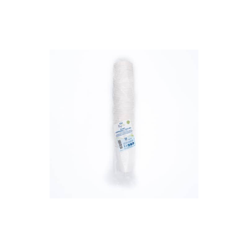 Bicchieri bianchi Bio in cartoncino PAP Ilip Fibraware 4,3gr - ø 80 mm 250ml/250 cc - Conf. 50 pezzi 61747