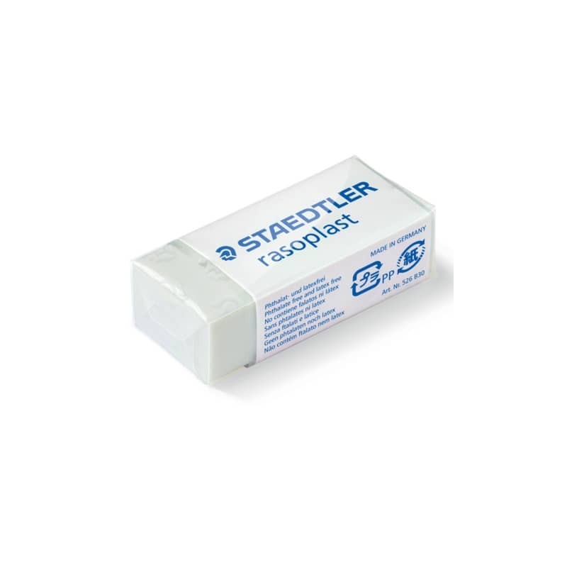 Gomma Rasoplast per matita Staedtler - 43 x19 x13 mm - bianca - conf. 30 pezzi - 526B30