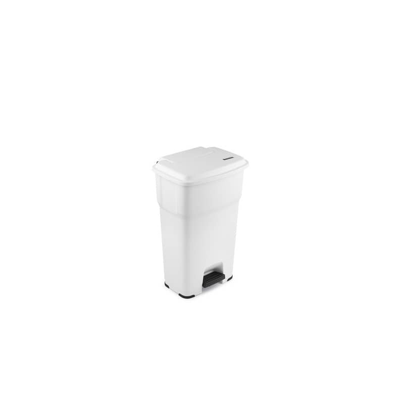 Cestino gettacarte Rotho Hera 60 L con pedale e coperchio bianco - F800060