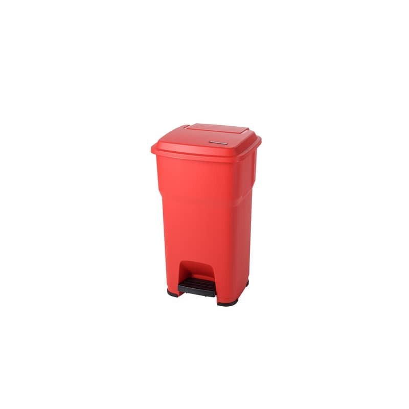 Cestino gettacarte Rotho Hera 60 L con pedale e coperchio rosso - F800062