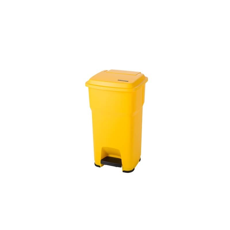 Cestino gettacarte Rotho Hera 60 L con pedale e coperchio giallo - F800063
