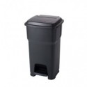 Cestino gettacarte Rotho Hera 60 L con pedale e coperchio nero - F800069