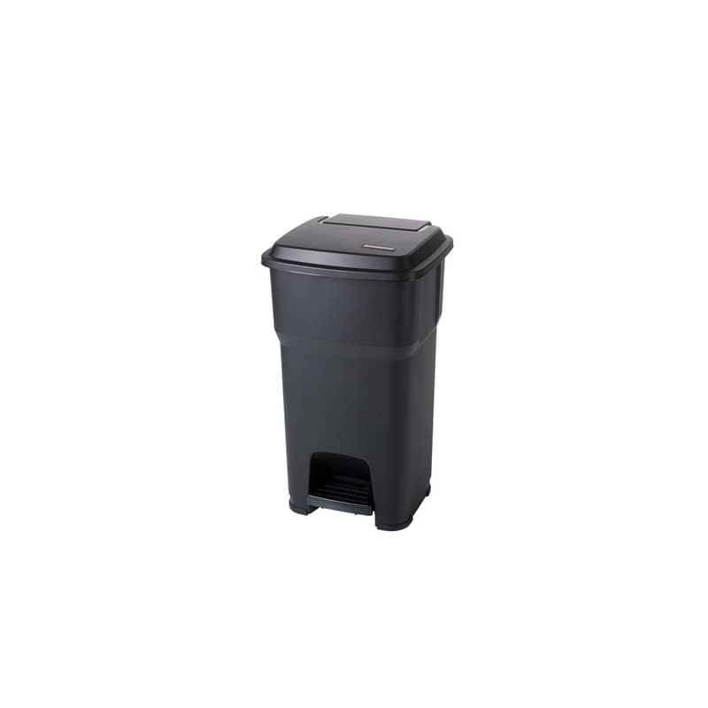 Cestino gettacarte Rotho Hera 60 L con pedale e coperchio nero - F800069