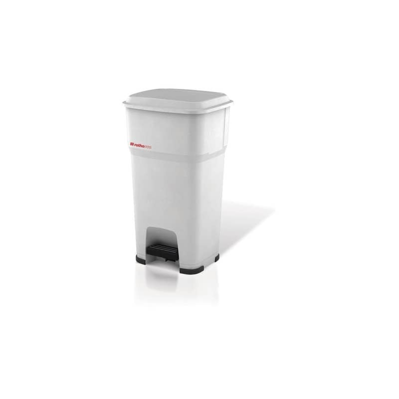 Cestino gettacarte Rotho Hera 85 L con pedale e coperchio bianco - F800070