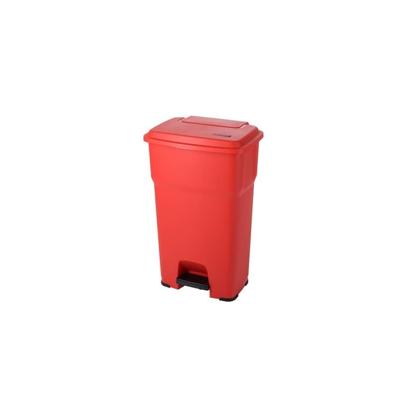 Cestino gettacarte Rotho Hera 85 L con pedale e coperchio rosso - F800072