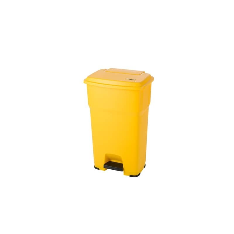 Cestino gettacarte Rotho Hera 85 L con pedale e coperchio giallo - F800073