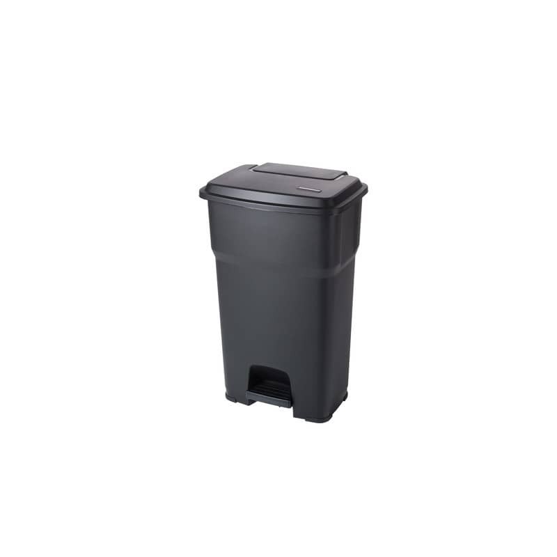 Cestino gettacarte Rotho Hera 85 L con pedale e coperchio nero - F800079