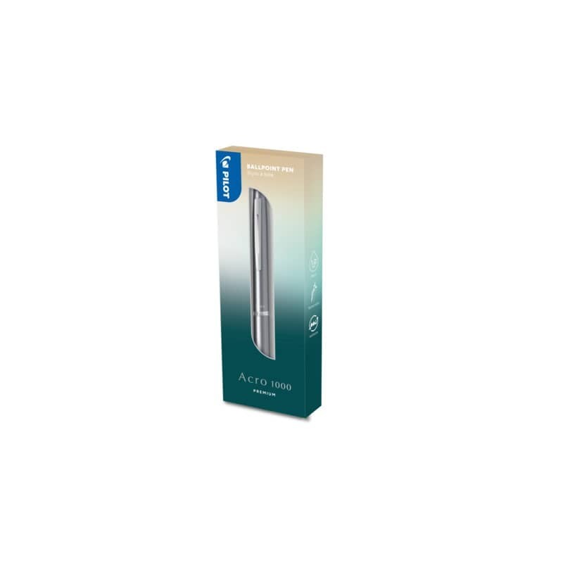 Penna a sfera a scatto Pilot Acroball 1000 1 mm colore argento in confezione regalo - 011253