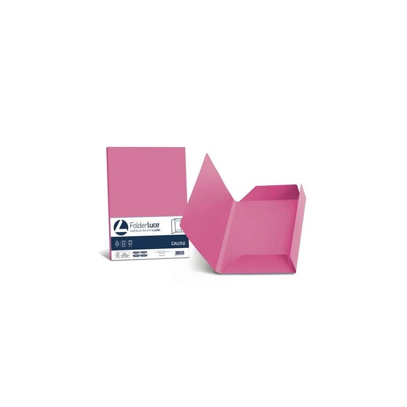 Cartellina 3 lembi Favini Folder Luce&Acqua 200 g/m² 24,5x34,5cm conf.25 ciclamino - A50F434