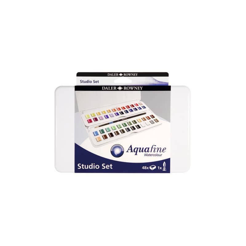 Acquerelli Daler Rowney Aquafine Studio Set - 48 mezzi godet + pennello - D131900201