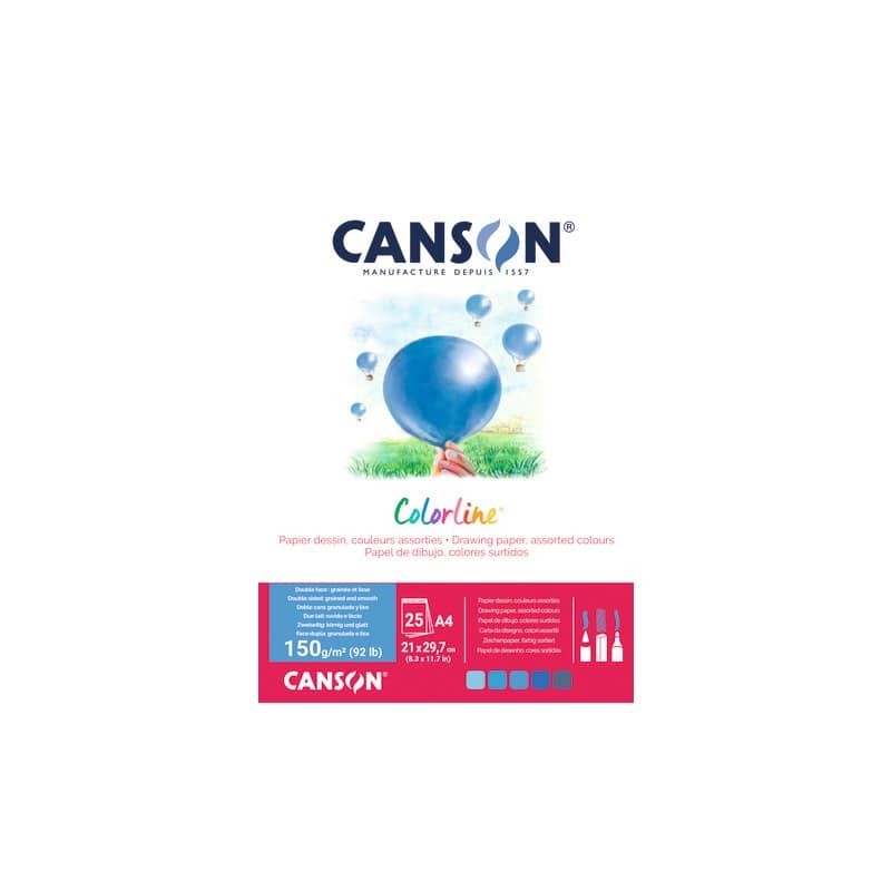 Album da disegno Canson Colorline® A4 150 g/m² 25 ff assortimento Acqua C31074P002
