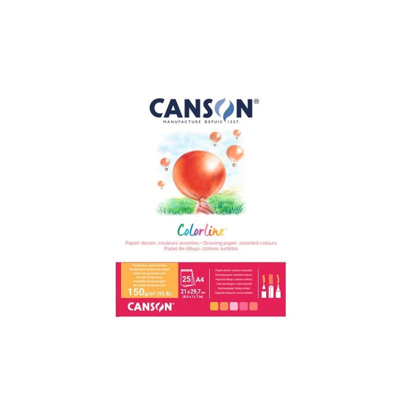 Album da disegno Canson Colorline® A4 150 g/m² 25 ff assortimento Fuoco C31074P001