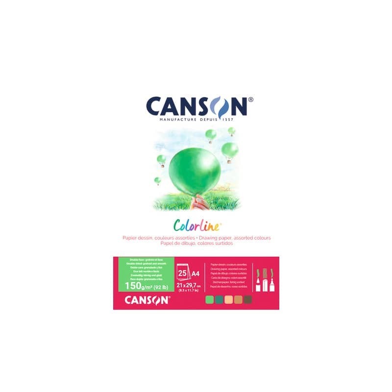 Album da disegno Canson Colorline® A4 150 g/m² 25 ff assortimento Terra C31074P003