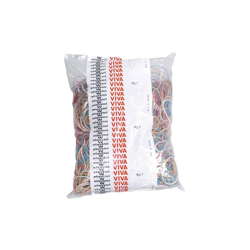 Elastici VIVA in busta in gomma colore e formati assortiti conf.1000 gr - A1000