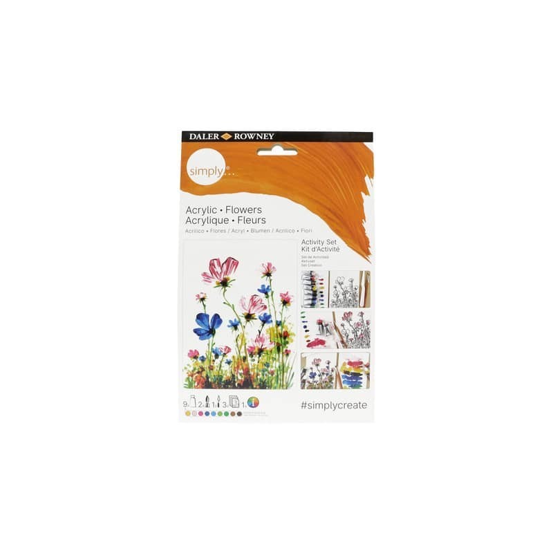 Set activity pittura con colori acrilici Daler Rowney Simply fiori D126500112