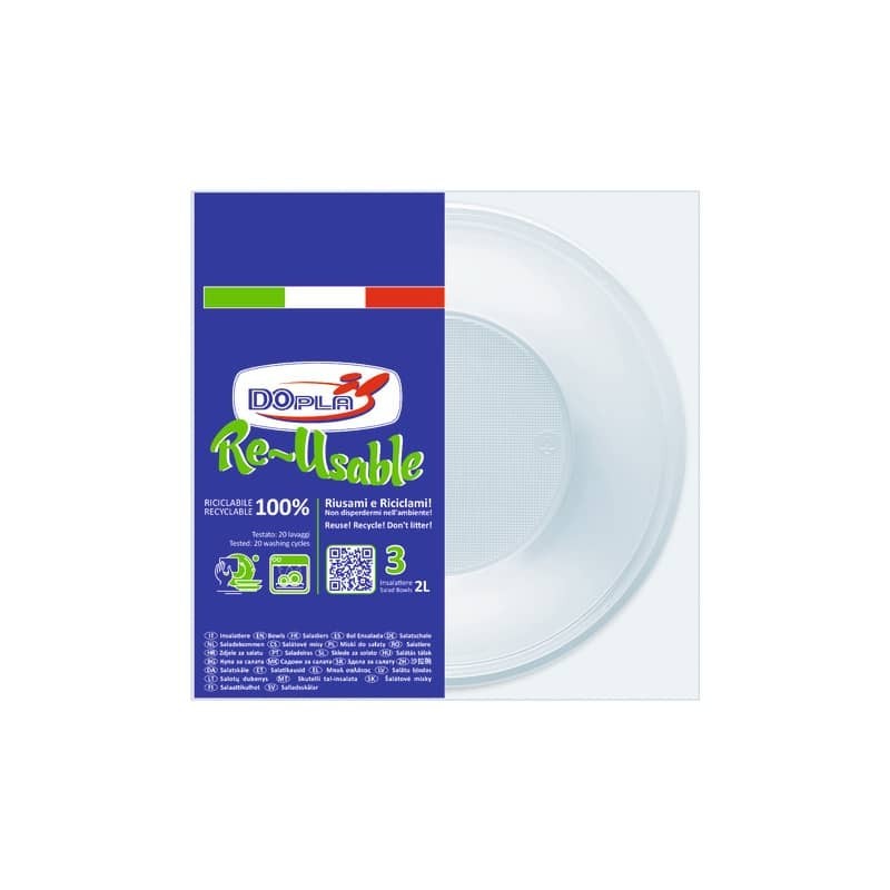Insalatiera in PS Dopla Reusable 2 L trasparente - conf. 3 pz - 34034