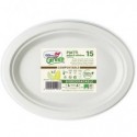 Piatti ovali in polpa di cellulosa Dopla Green - 190x254 mm bianco - conf. 15 pz - 7750