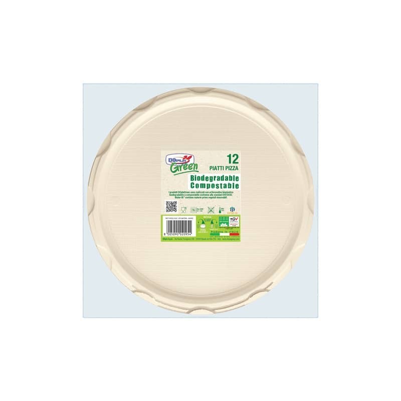 Piatti pizza biodegradabili e compostabili Dopla Green avorio Ø 320 mm - conf. 12 pz - 11798
