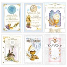 Biglietti augurali Prima Comunione Biembi 12x18 cm conf. da 6 pezzi assortiti con portasoldi - BXBDKTC02
