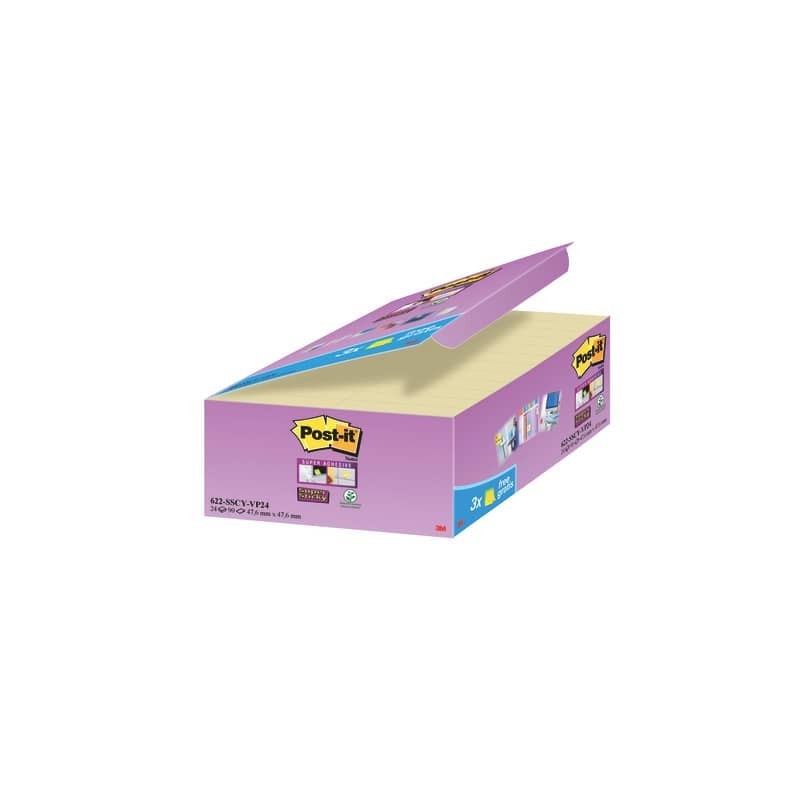 Foglietti Post-It® Super Sticky 21+3 blocchetti 90 fogli/blocchetto Canary Yellow 47,6x47,6 mm - 7100234510