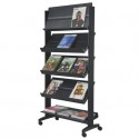 Portariviste da terra Paperflow large 5 ripiani con ruote nero - 85,5x38,5x167,5 cm - K502551