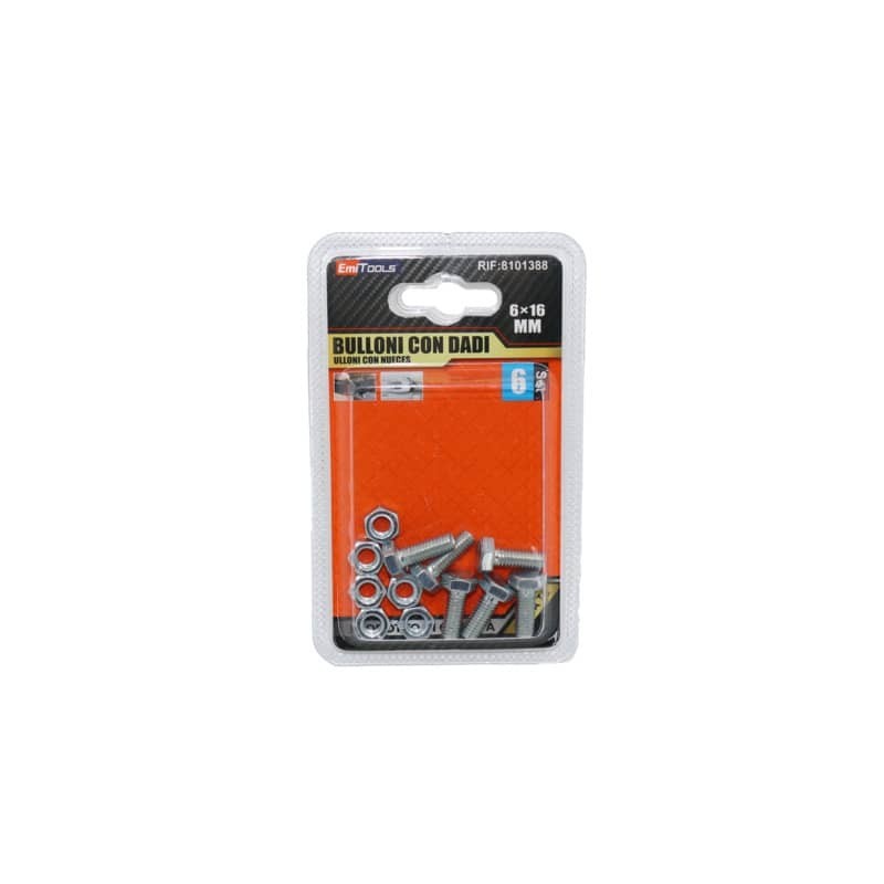 Bulloni con dadi Emi M6 x 16 mm - conf. 6 pezzi - 8101388