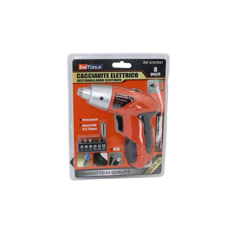 Avvitatore elettrico Emi con 8 puntali - ricarica veloce USB - 8107651