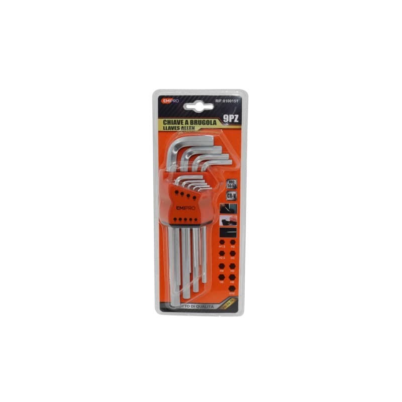 Kit di chiavi a brugola assortite Emi - puntale esagonale - conf. da 9 pezzi - 8100151