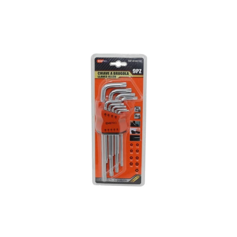 Kit di chiavi a brugola assortite Emi - puntale tork - conf. da 9 pezzi - 8100157
