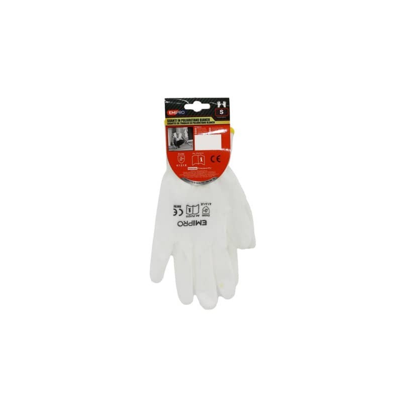 Guanti da lavoro in poliuretano Emi - 7/S - bianco - EN 388 4131X - 8104290