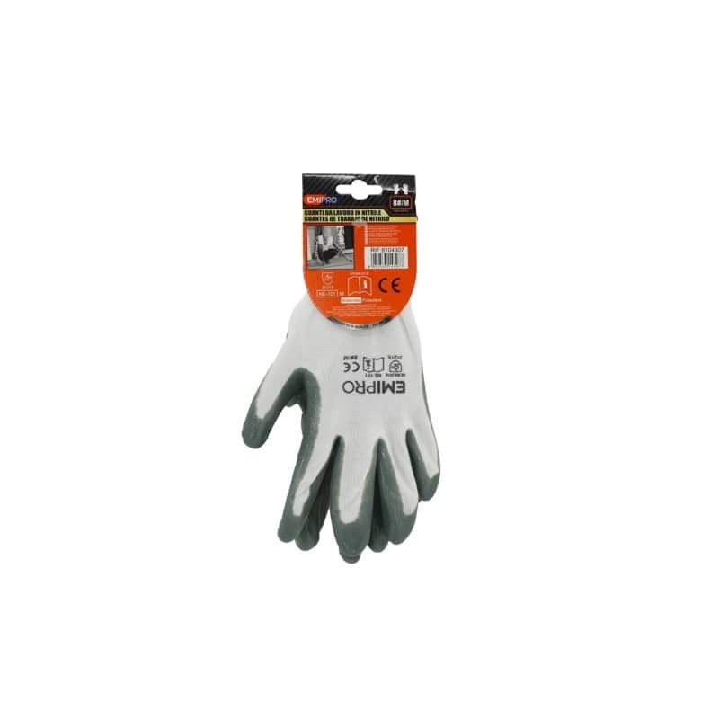 Guanti da lavoro in poliestere Emi 8/M - grigio - EN 388:2016 3121X - 8104307