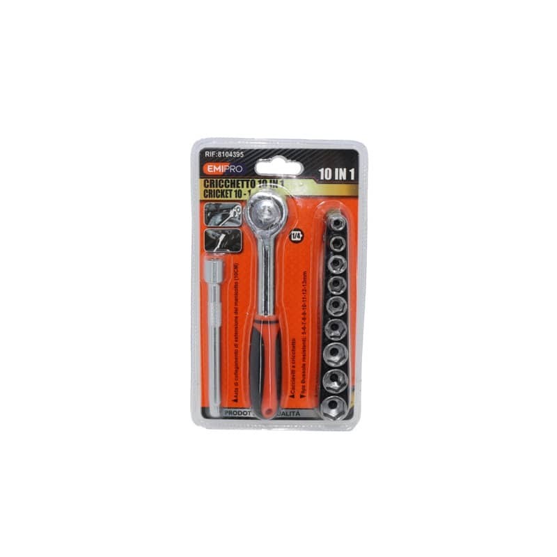 Cricchetto con prolunga e 9 chiavi a bussola Emi misura 5/13 mm - 8104395