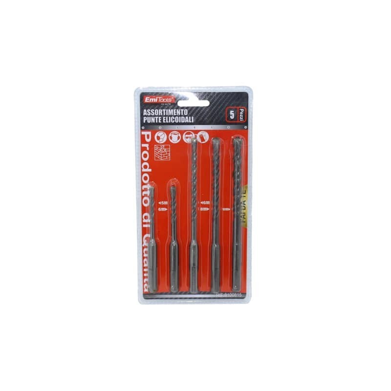 Kit punte da muro ad innesto Emi per tassellatore - attacco SDS - conf. da 5 pezzi - 8100813