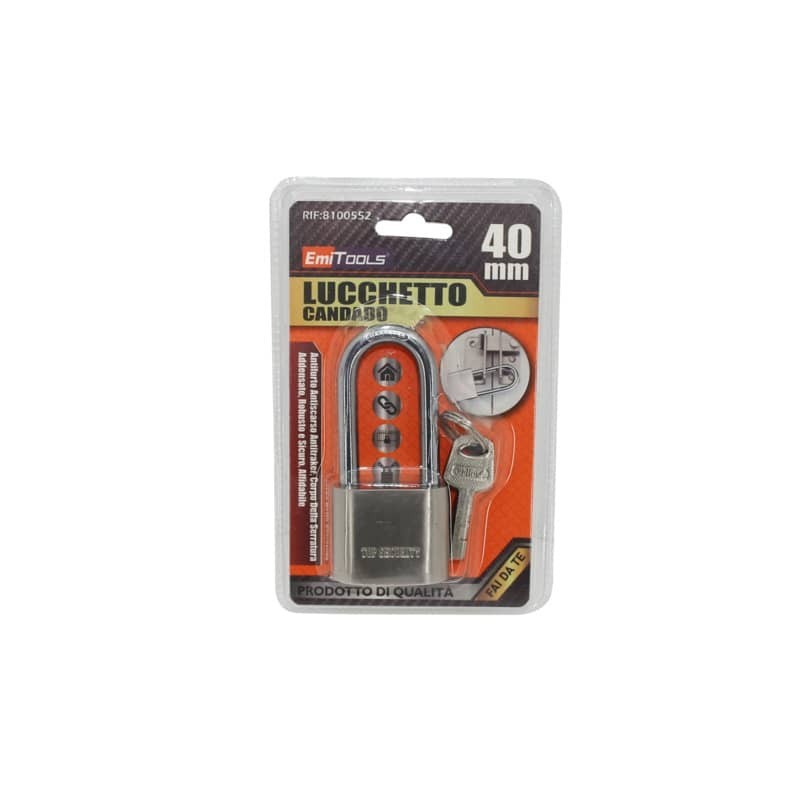 Lucchetto in acciaio Emi anello lungo 40x85 mm - 8100552