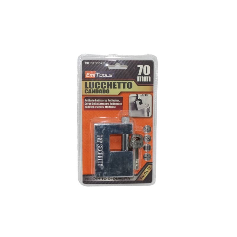Lucchetto in acciaio di sicurezza Emi chiusura a pistone - 70x20x50 mm - 8100570