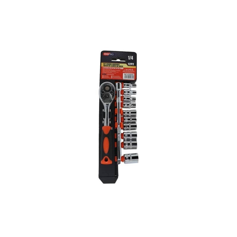 Cricchetto con prolunga e 12 chiavi a bussola Emi misura 4/13 mm - 8100281