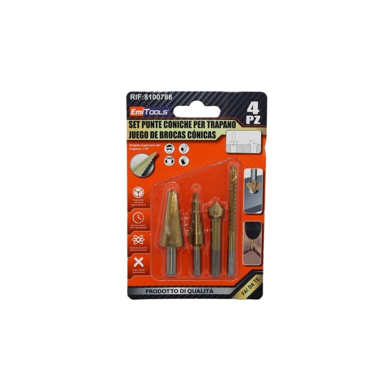 Punte coniche Emi per ferro/alluminio conf. da 4 pezzi - 8100788