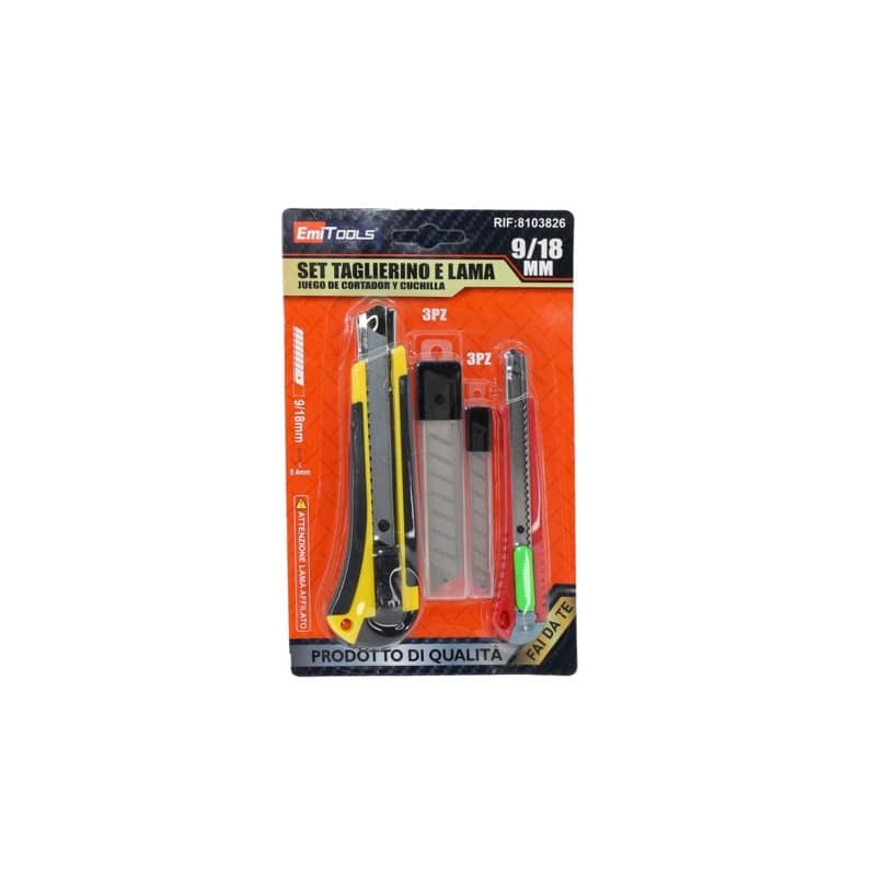 Set 2 cutter Emi con lama a spezzare di ricambio - misure 9 e 18 mm - 8103826